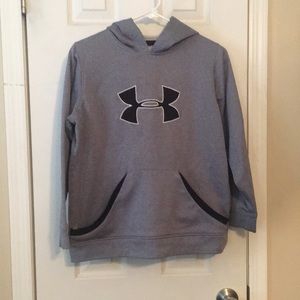 Boys UA hoodie. Grey with black logo